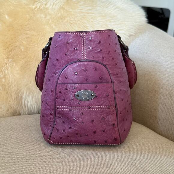 CELINE Michael Kors Boogie Bag Handbag Sd Gm 0097 Exotics Ostrich Purple Italy - Picture 3 of 16